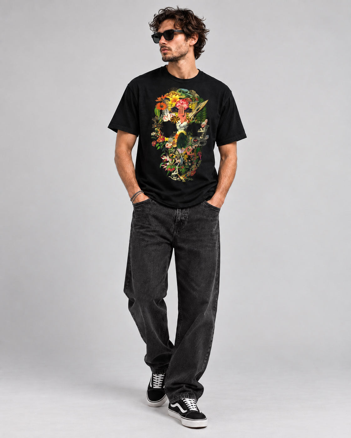 Eden Skull Graphic T-Shirt - Vintage Botanical Collage Tee
