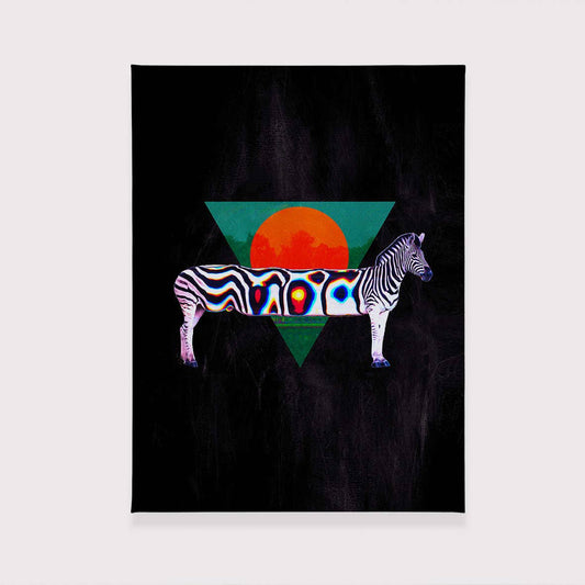 Zebra Canvas Print, Colorful Wild Animal Wall Art, Glitch Zebra Canvas Home Decor, Canvas Wall Decor Gift, Original Art Print By Ali Gulec