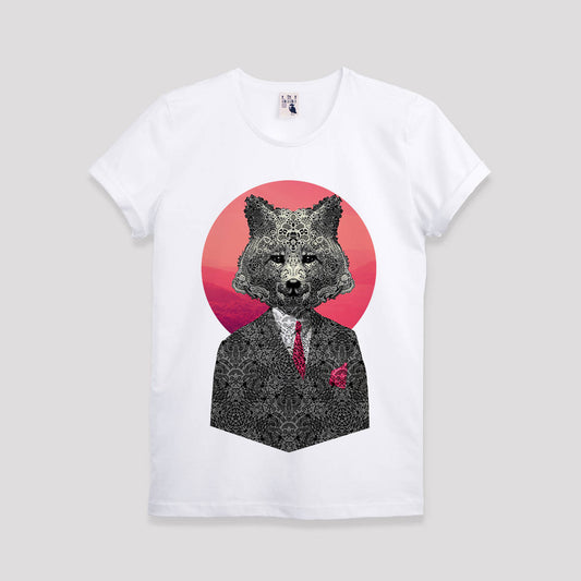 Fox Men's T-shirt, Cool Animal Tee, Original Funny Animal Art Print Mens Tshirt, Cool Fox Mens Graphic Tee Shirt Illustration By Ali Gulec