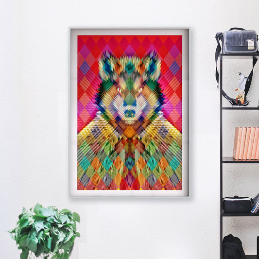 Wolf Art Print, Geometric Animal Wall Art, Abstract Pattern Poster, Animal Print Home Decor Gift, Funny Animal Illustration Art By Ali Gulec