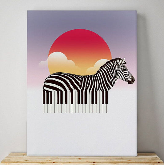 Zeyboard Canvas Print, Cool Animal Wall Art, Funny Zebra Canvas Art, Animal Home Decor, Zebra Music Art Print Gift,Illustration By Ali Gulec