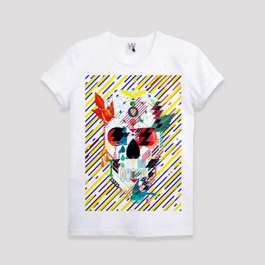 Skull Men's T-shirt, Skull Art Print Mens Tshirt, Colorful Abstract Sugar Skull Art Shirt, Graphic Tee Gift For Him Skull Print by Ali Gulec