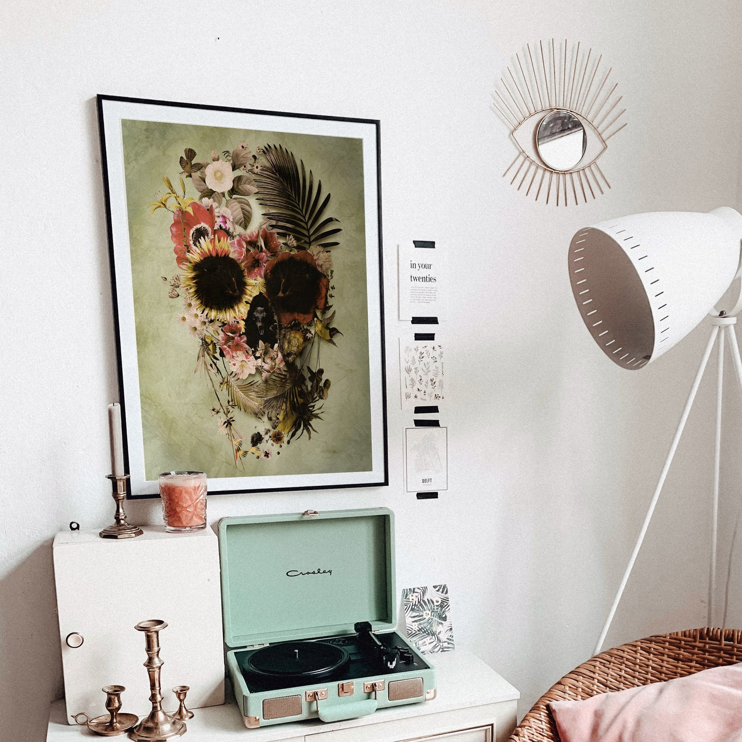 Flower Skull Art Print, Floral Skull Instant Download Printable Wall Art, Flower Skull Home Decor Gift, Downloadable Skull Poster Wall Decor