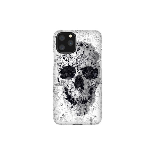 Doodle Skull iPhone 15 Case, Black And White Skull iPhone Case, Halloween Skull Case Gift