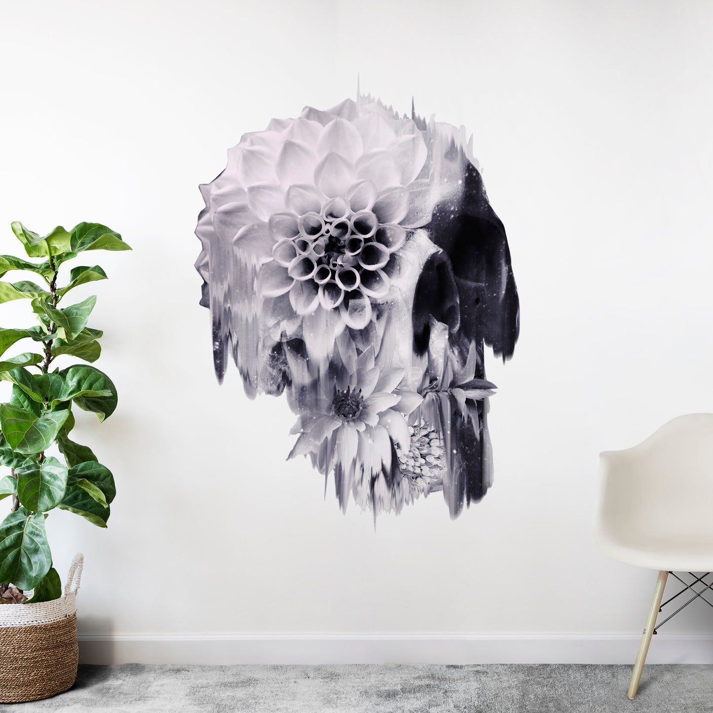 Gothic Floral Skull Decal - Extra Large Skull Wall Sticker - Vintage Botanical Skull Art - Dark Aesthetic Decor