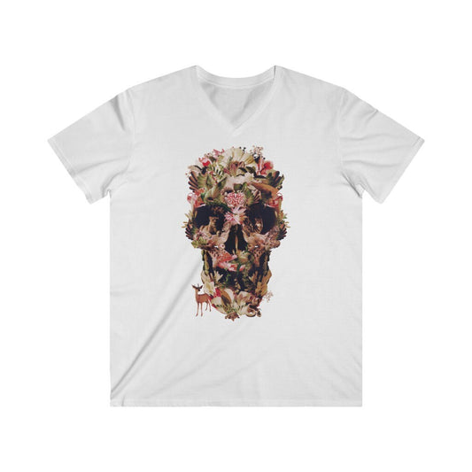 Jungle Skull Men's T-shirt, Flower Skull Mens V-Neck Tee, Original Sugar Skull Mens TShirt, Skull Print Shirt Gift For Him, Art By Ali Gulec