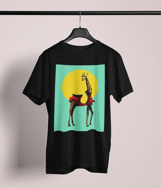 Giraffe Men's T-shirt, Cool Scooter Mens Tee, Funny Animal Art T Shirt, Mens Graphic Tee, Bella Canvas Animal Art Print Tshirt Gift For Him