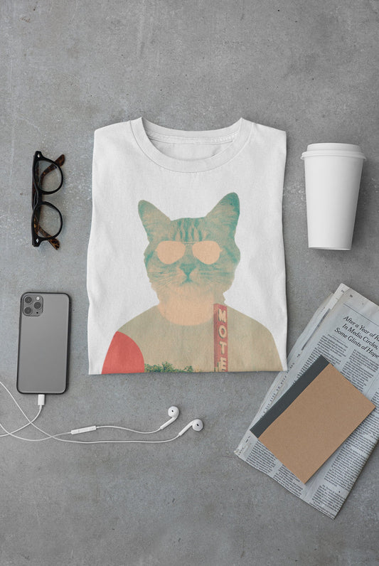 Cool Cat Men's T-shirt, Funny Animal Print Mens Tshirt, Cat Print Mens Tshirt Gift, Cat Lovers Unisex Gift, Bella Canvas Mens Shirt