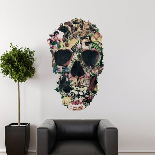 Skull Wall Decal, Gothic Wall Sticker, Sugar Skull Wall Art Home Decor, Vintage Skull Wall Art Gift, Modern Skull Art Halloween Wall Decal