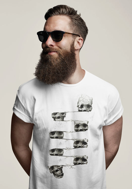 Glitch Art Men's T-shirt, Printed Skull Art Tshirt, Original Sugar Skull Mens Shirt, Mens Graphic Tees, Bella Canvas Cool Skull Art Print