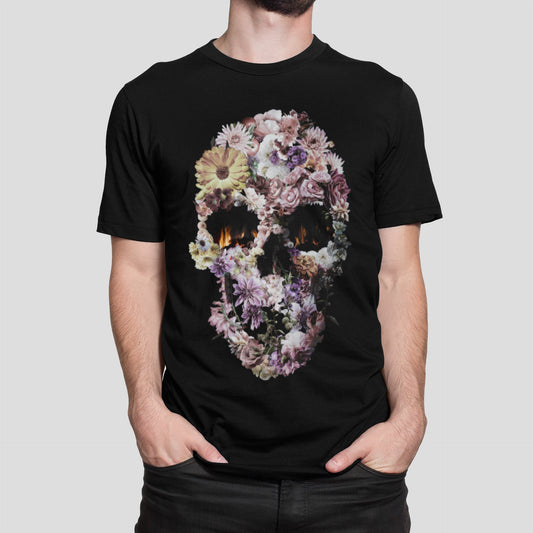 Boho Skull Men's T-shirt, Sugar Skull Art Mens T Shirt, Skull Print Gift For Him