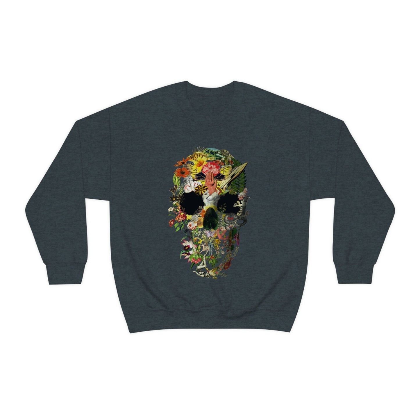 Sweatshirt With Sugar Skull Print, Boho Skull Unisex Crewneck Sweatshirt, Gothic Skull Womens Heavy Blend Sweatshirt, Gildan Sweatshirt Gift