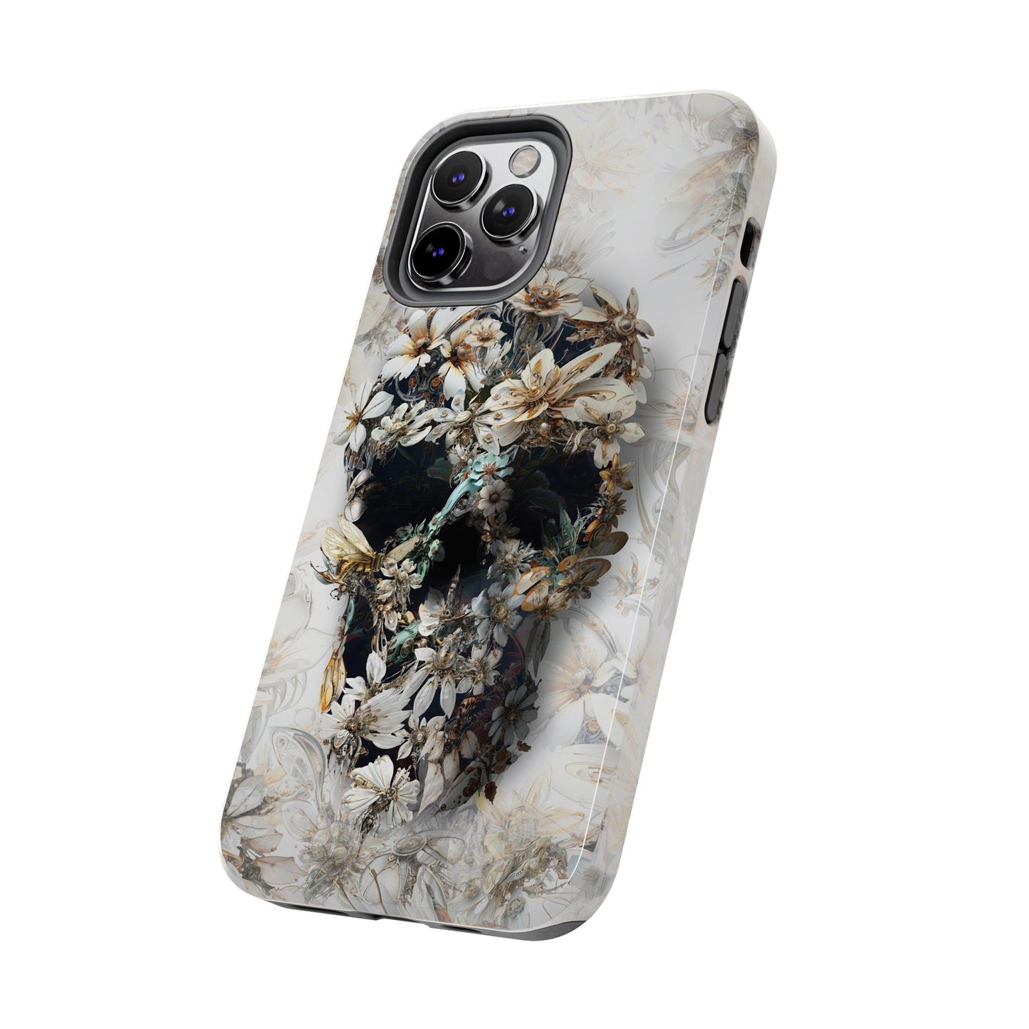 Floral iPhone 15 Case, Skull iPhone 14 Case, Sugar Skull Phone Case Gift, Skull Tough Phone Case, iPhone Gift