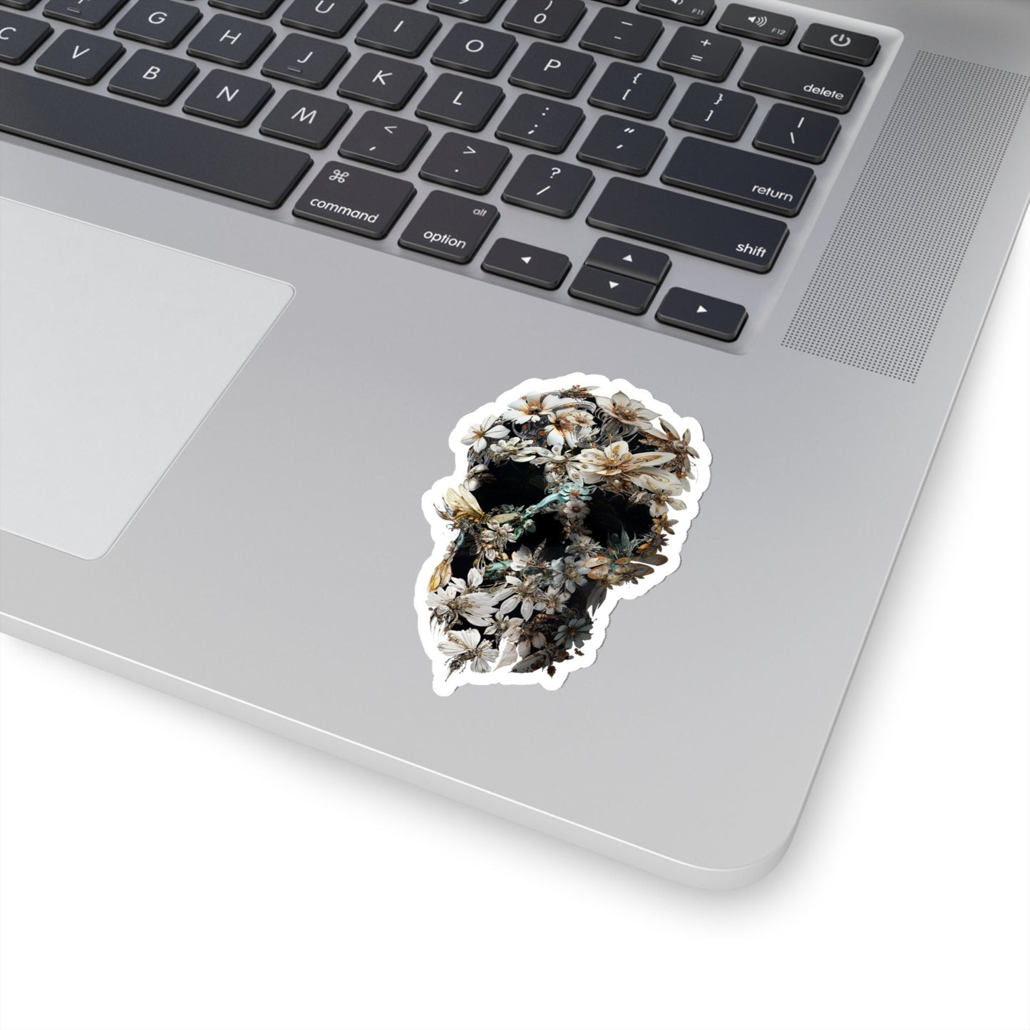 Skull Sticker, Floral Art Sticker, Premium Sugar Skull Art Vinyl Sticker, Gothic Art Skull Gift, Laptop Phone Kiss-Cut Sticker