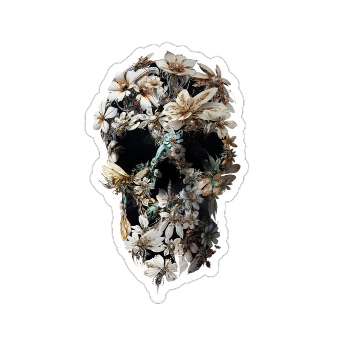 Skull Sticker, Floral Art Sticker, Premium Sugar Skull Art Vinyl Sticker, Gothic Art Skull Gift, Laptop Phone Kiss-Cut Sticker