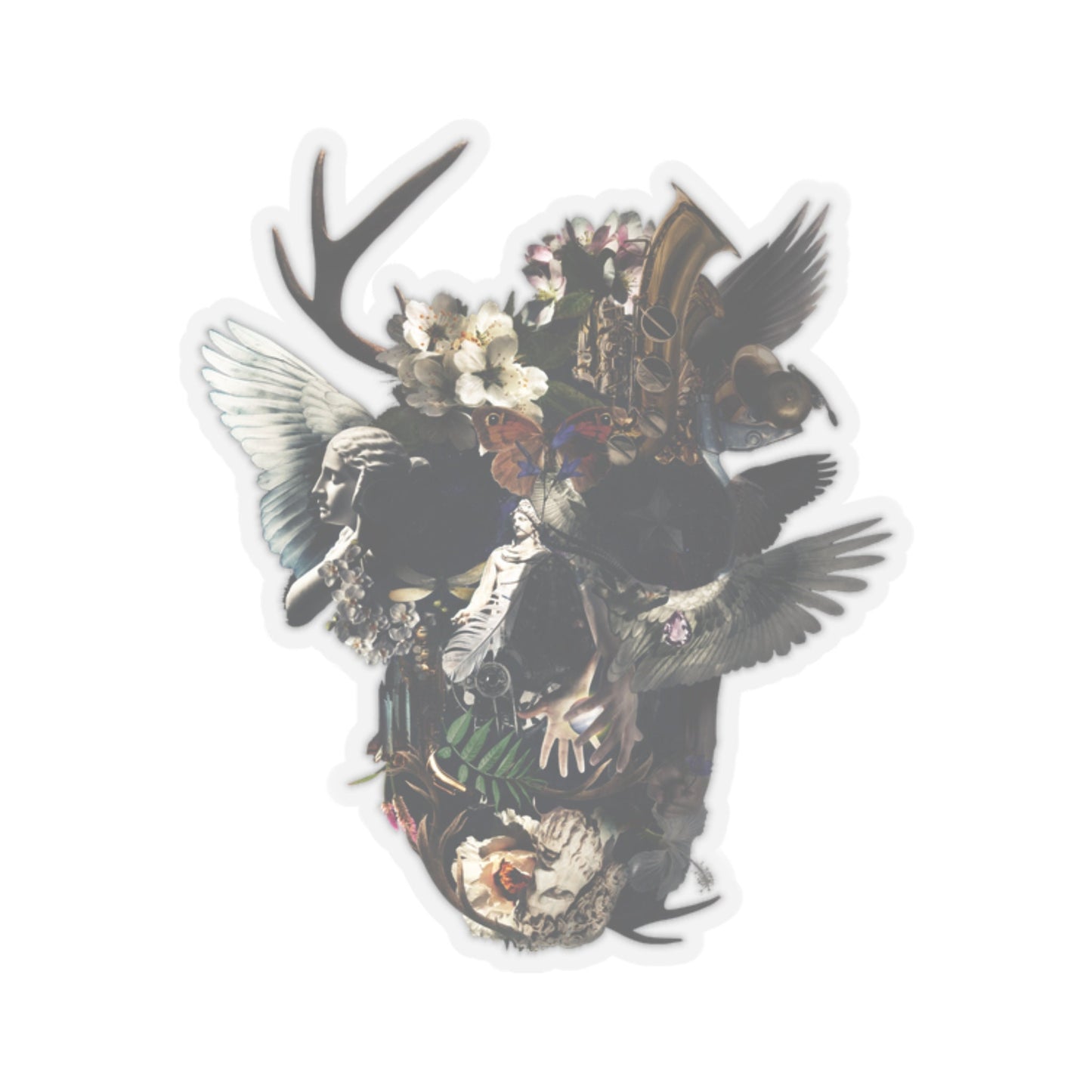 Surreal Skull Sticker - Gothic Collage Vinyl Sticker - Baroque Aesthetic Skull Art - Dark Academia Sticker - Vintage Macabre Decor