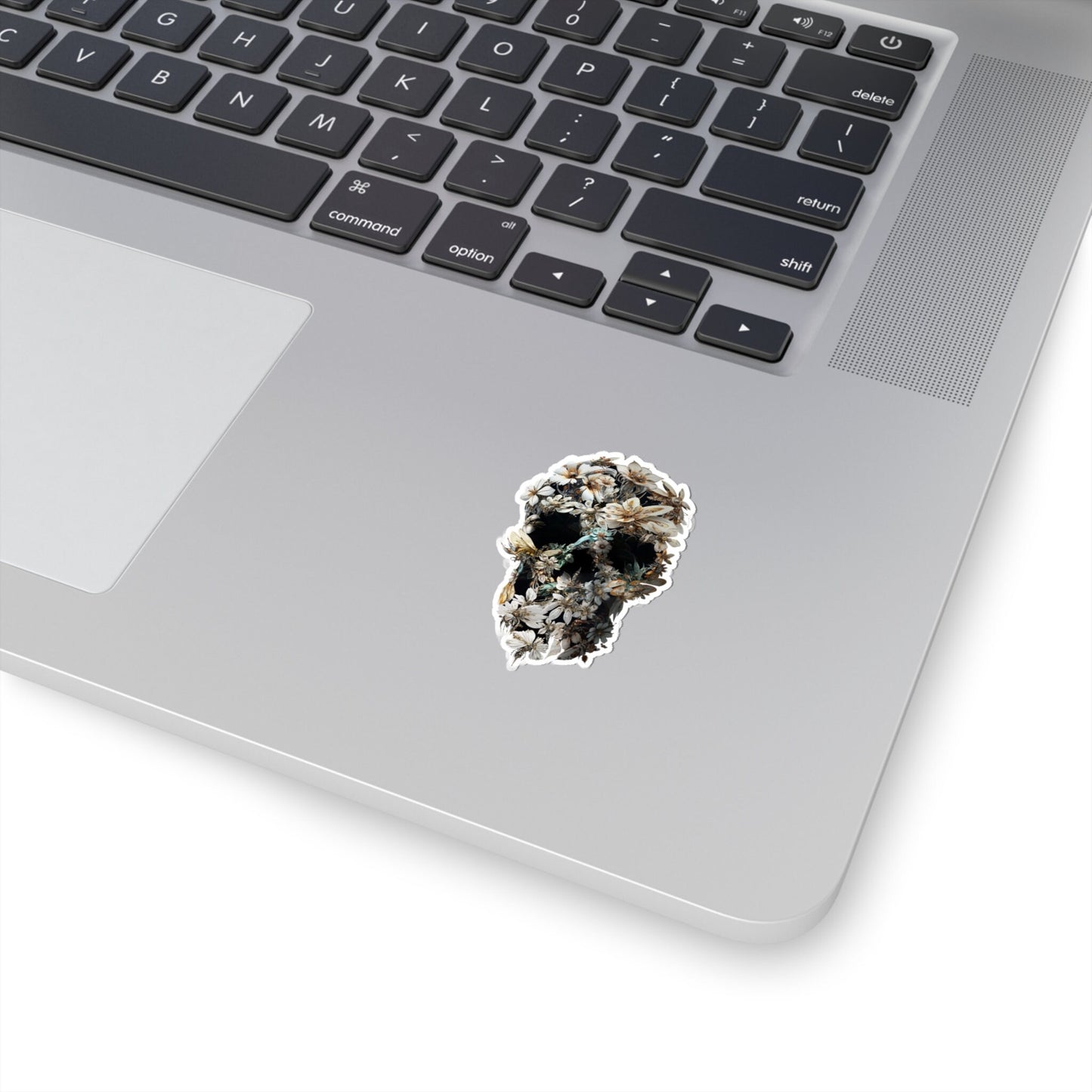 Skull Sticker, Floral Art Sticker, Premium Sugar Skull Art Vinyl Sticker, Gothic Art Skull Gift, Laptop Phone Kiss-Cut Sticker