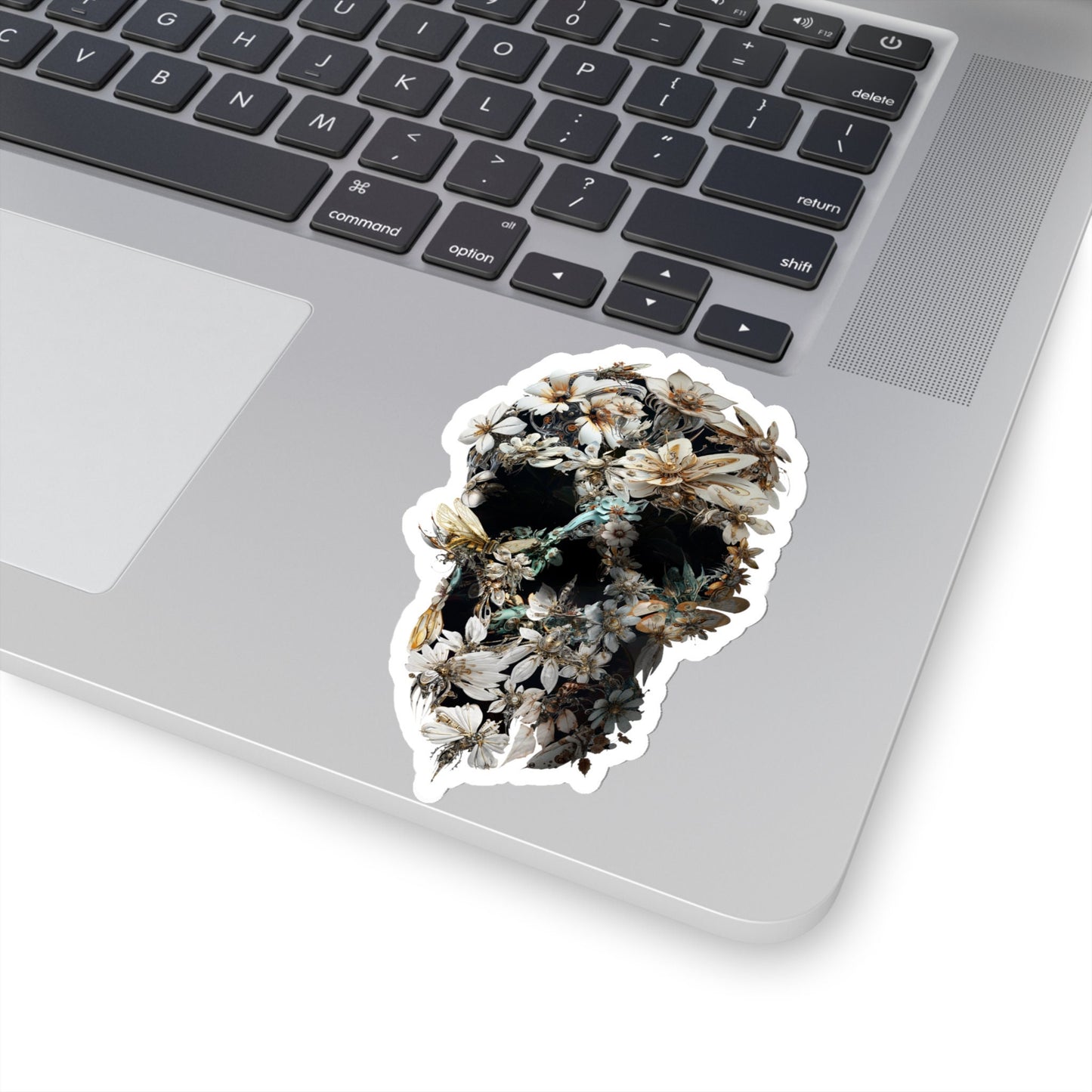 Skull Sticker, Floral Art Sticker, Premium Sugar Skull Art Vinyl Sticker, Gothic Art Skull Gift, Laptop Phone Kiss-Cut Sticker