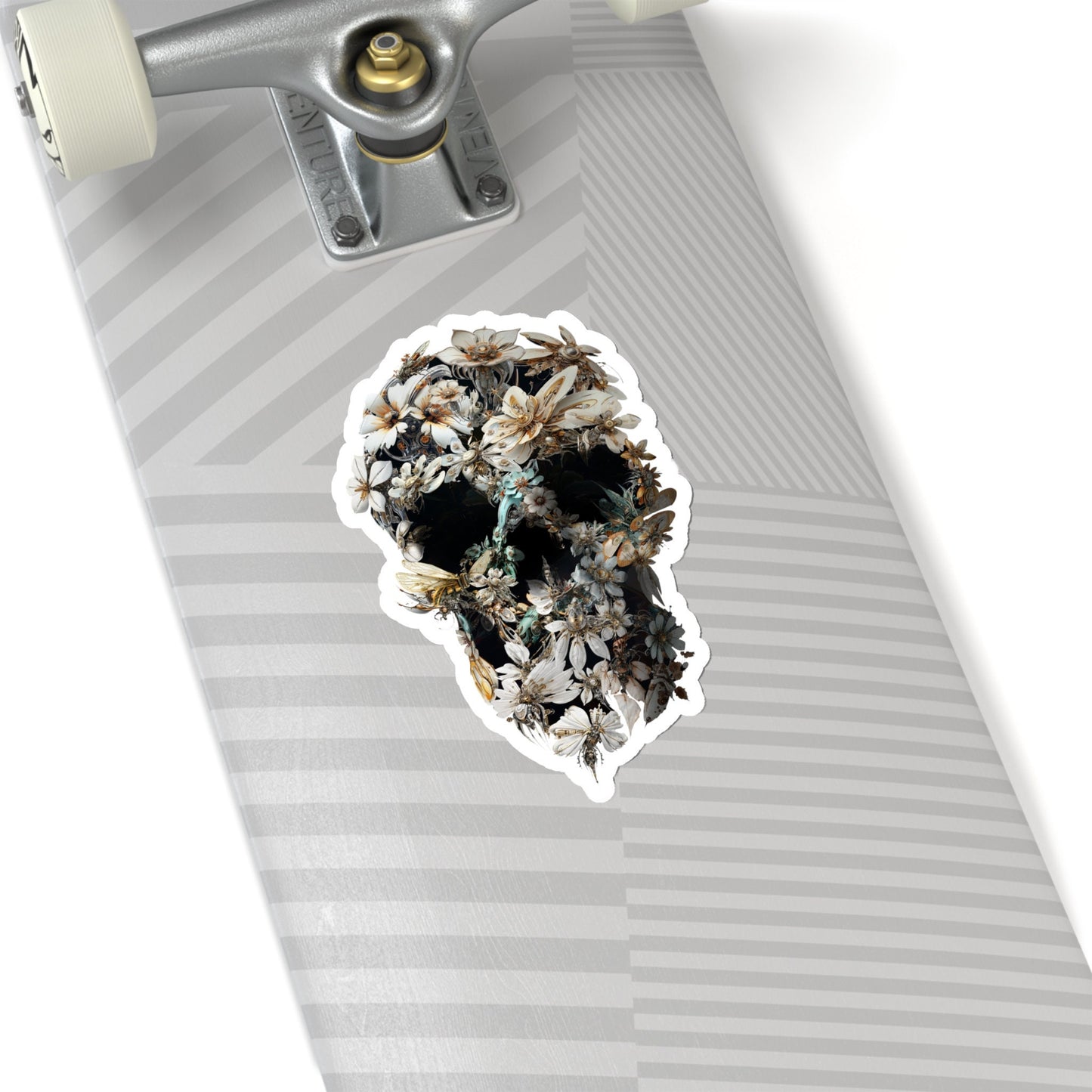 Skull Sticker, Floral Art Sticker, Premium Sugar Skull Art Vinyl Sticker, Gothic Art Skull Gift, Laptop Phone Kiss-Cut Sticker