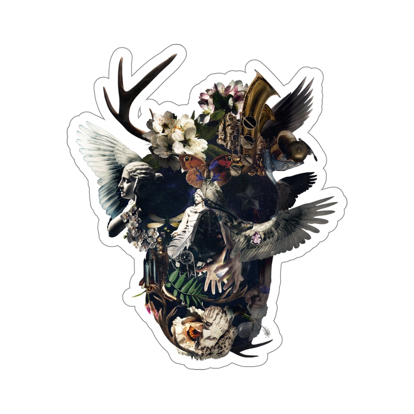 Surreal Skull Sticker - Gothic Collage Vinyl Sticker - Baroque Aesthetic Skull Art - Dark Academia Sticker - Vintage Macabre Decor