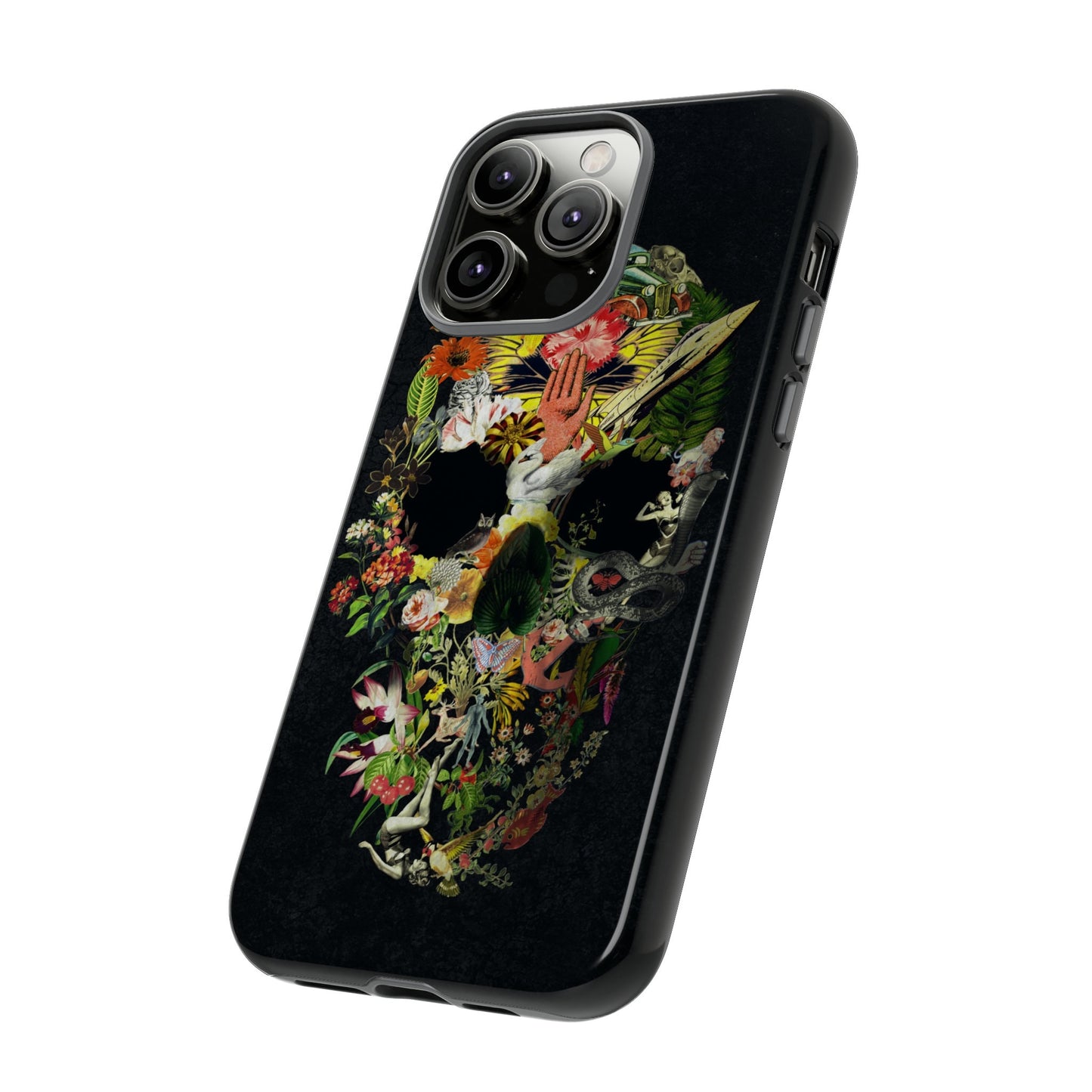 Boho Skull iPhone 15 Case, Bloom Skull iPhone Case, Flower Skull Samsung Case, Sugar Skull Phone Case Gift, Skull Case For iPhone 13 Mini