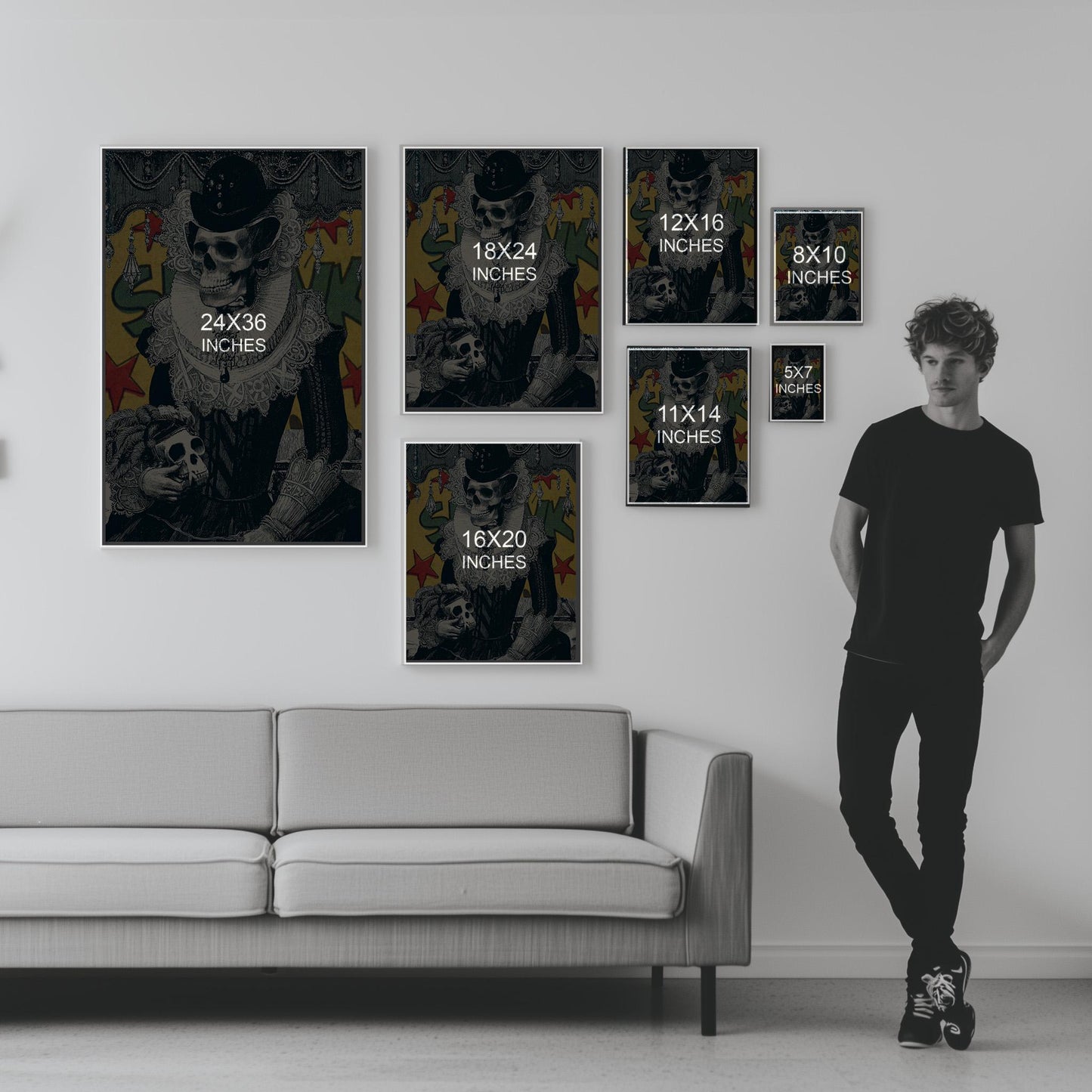 Victorian Skeleton Art Print | Day of the Dead Poster Art | Canvas & Framed Prints