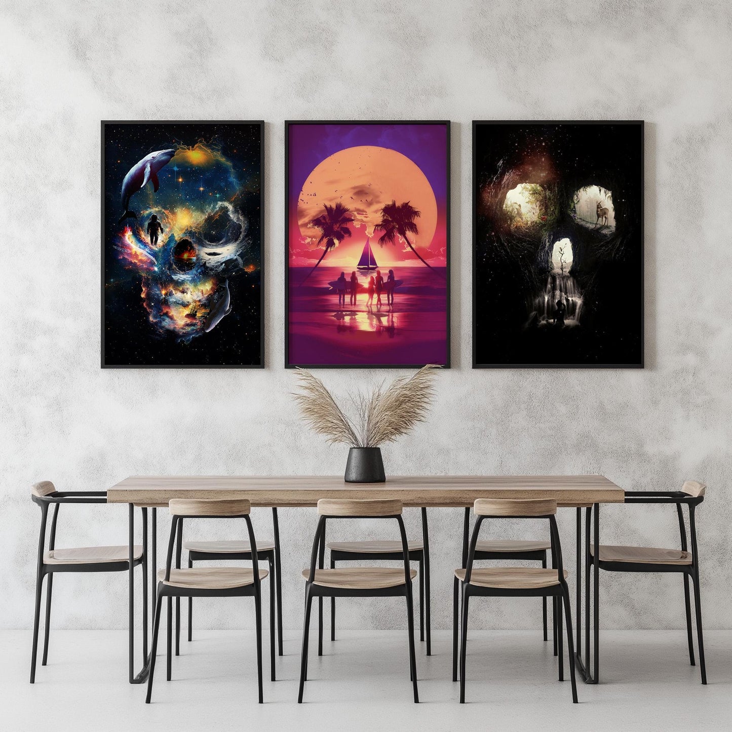 Skull Illusion Set, 3 Piece Art Set | Canvas, Paper & Framed Gift Set Options