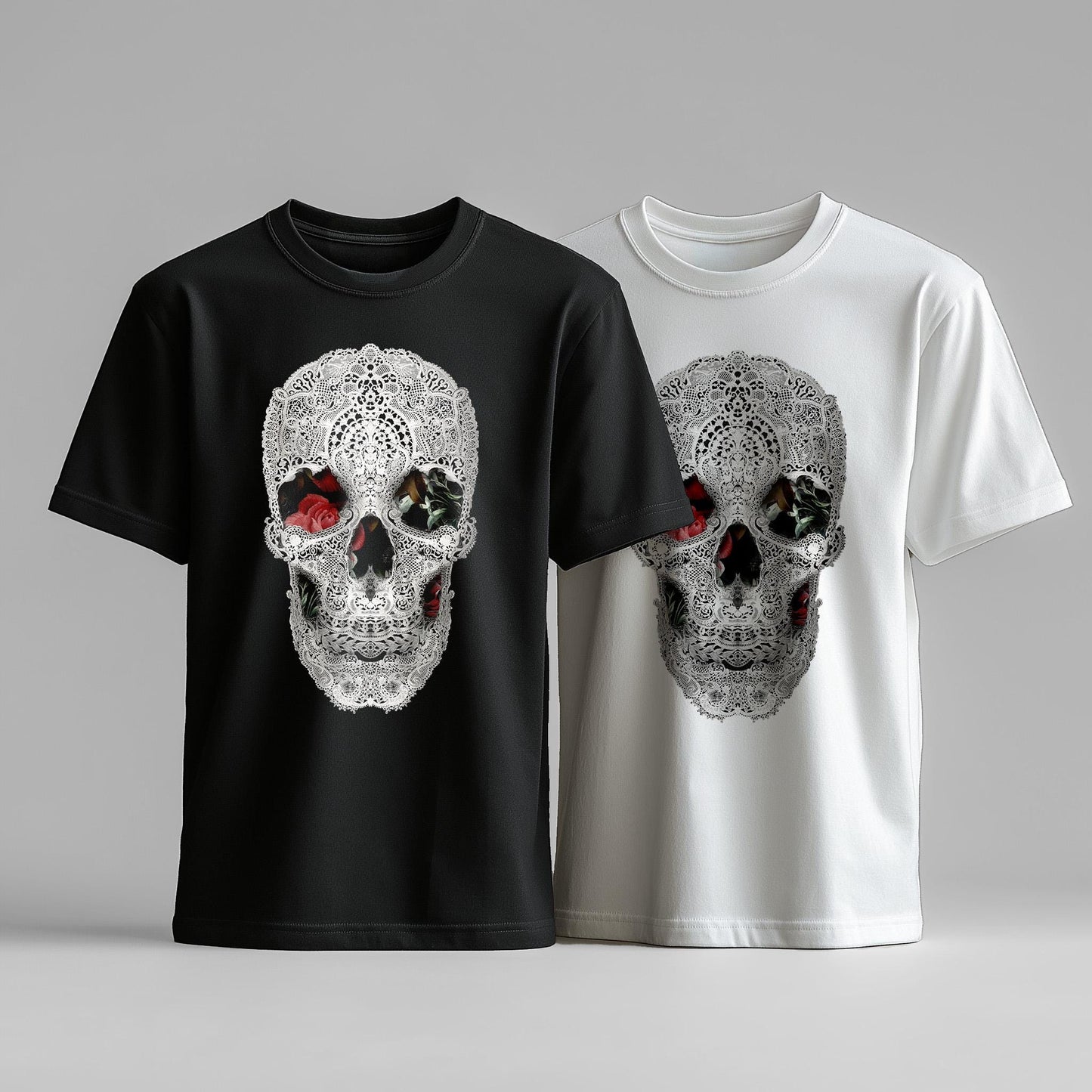 Skull Men's T shirt, Black And White Unisex Art Print Shirt Gift