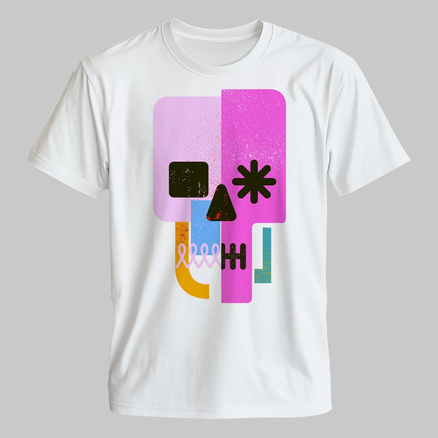 Vibrant Abstract Skull T-Shirt – Bold Pop Art Design