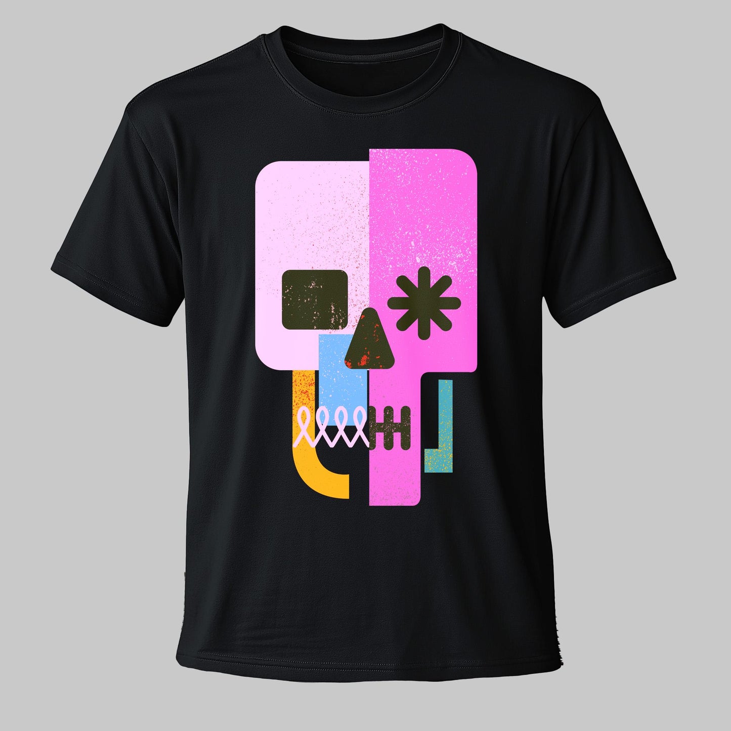 Vibrant Abstract Skull T-Shirt – Bold Pop Art Design