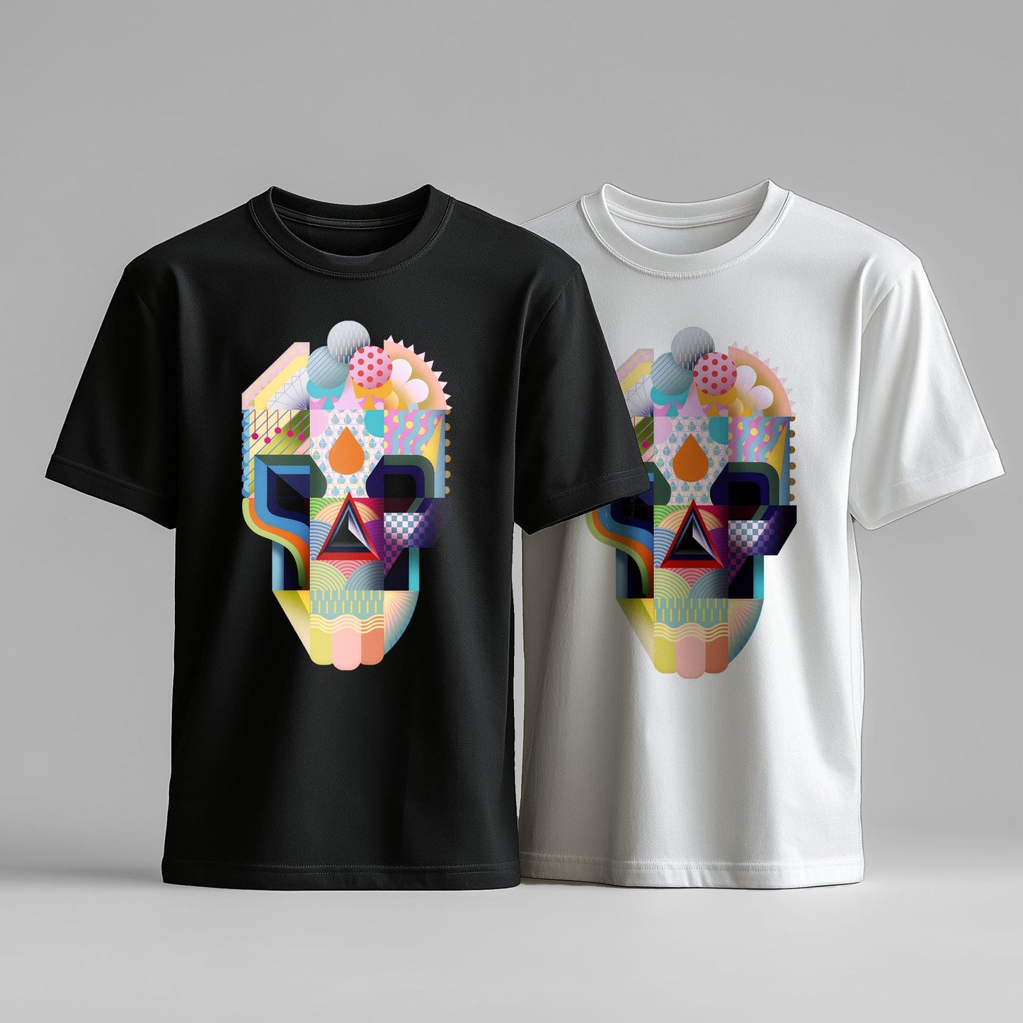 Modern Art Skull T-Shirt – Unique Abstract Graphic