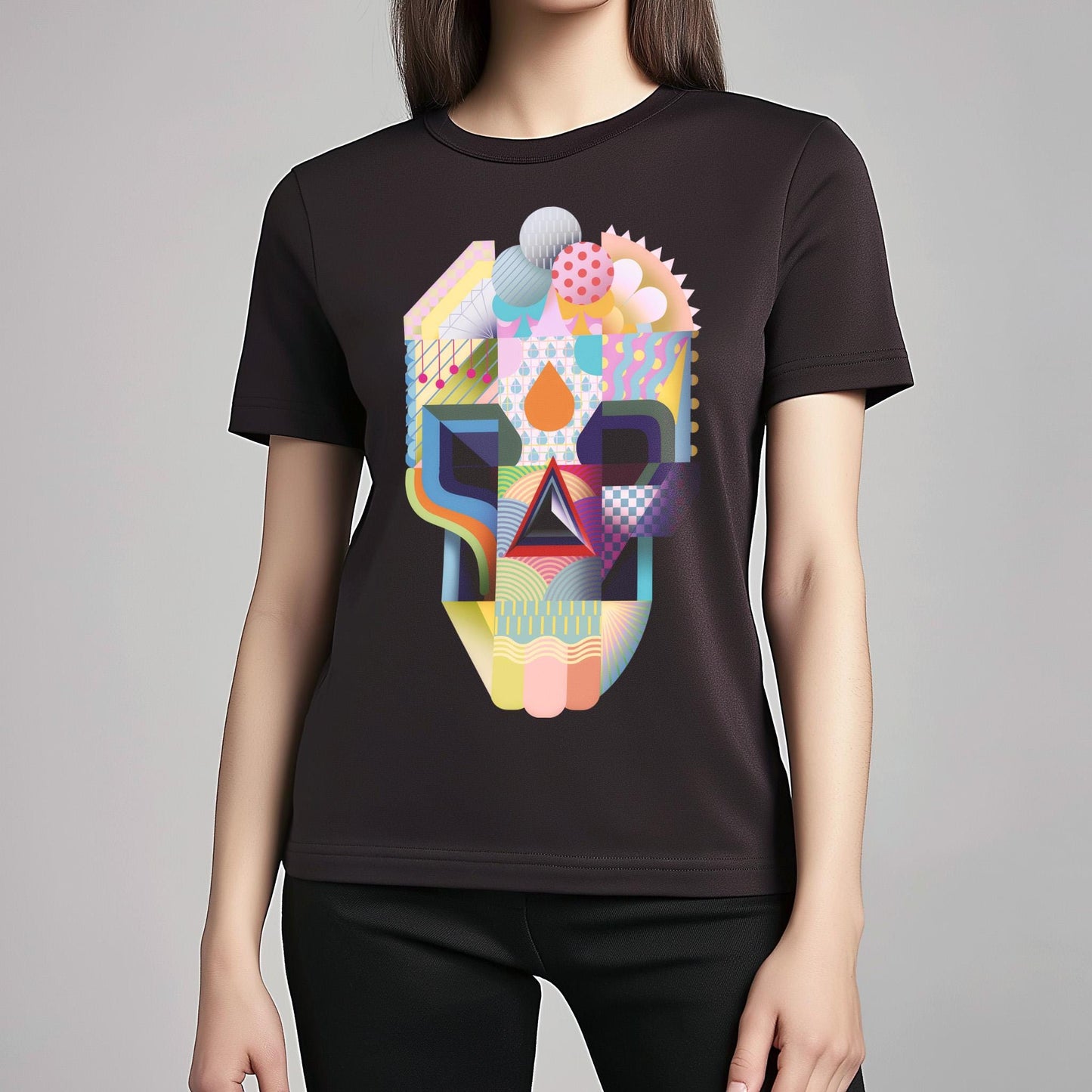 Modern Art Skull T-Shirt – Unique Abstract Graphic
