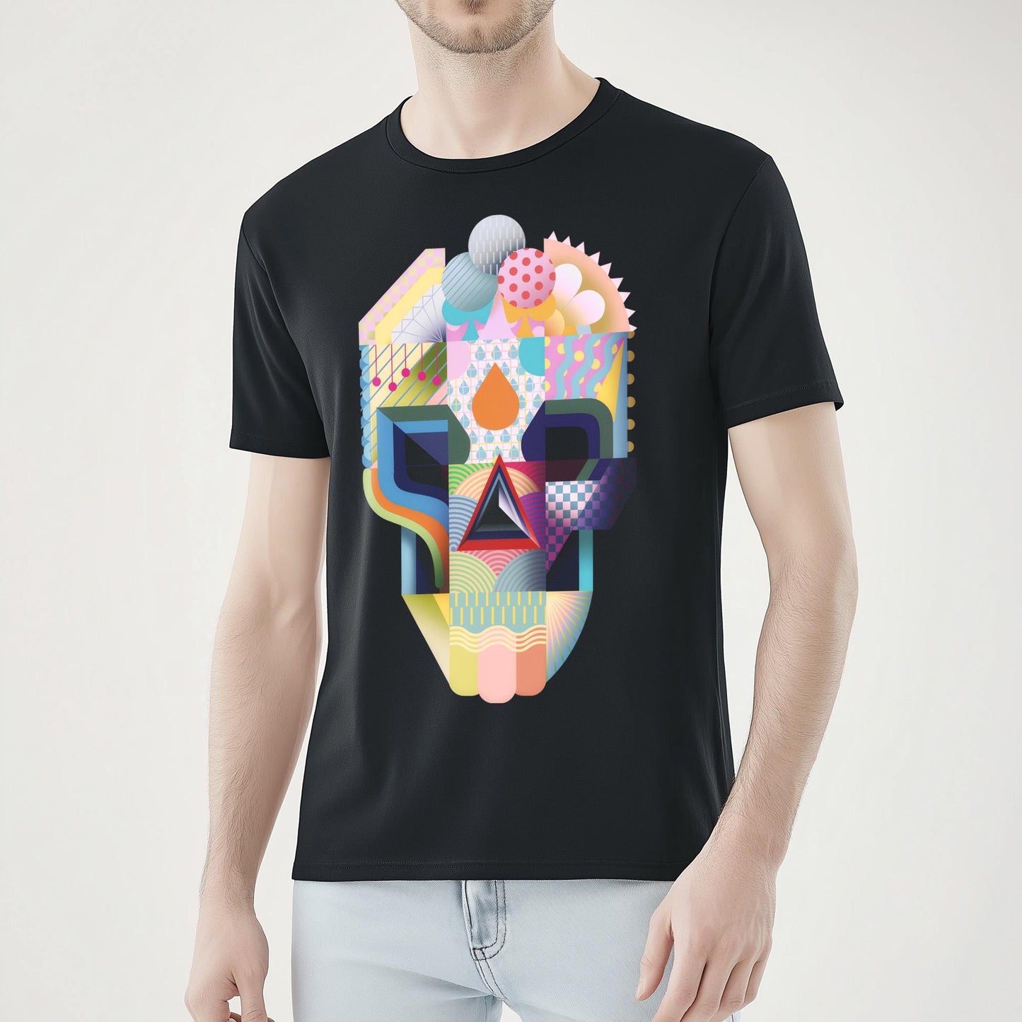 Modern Art Skull T-Shirt – Unique Abstract Graphic