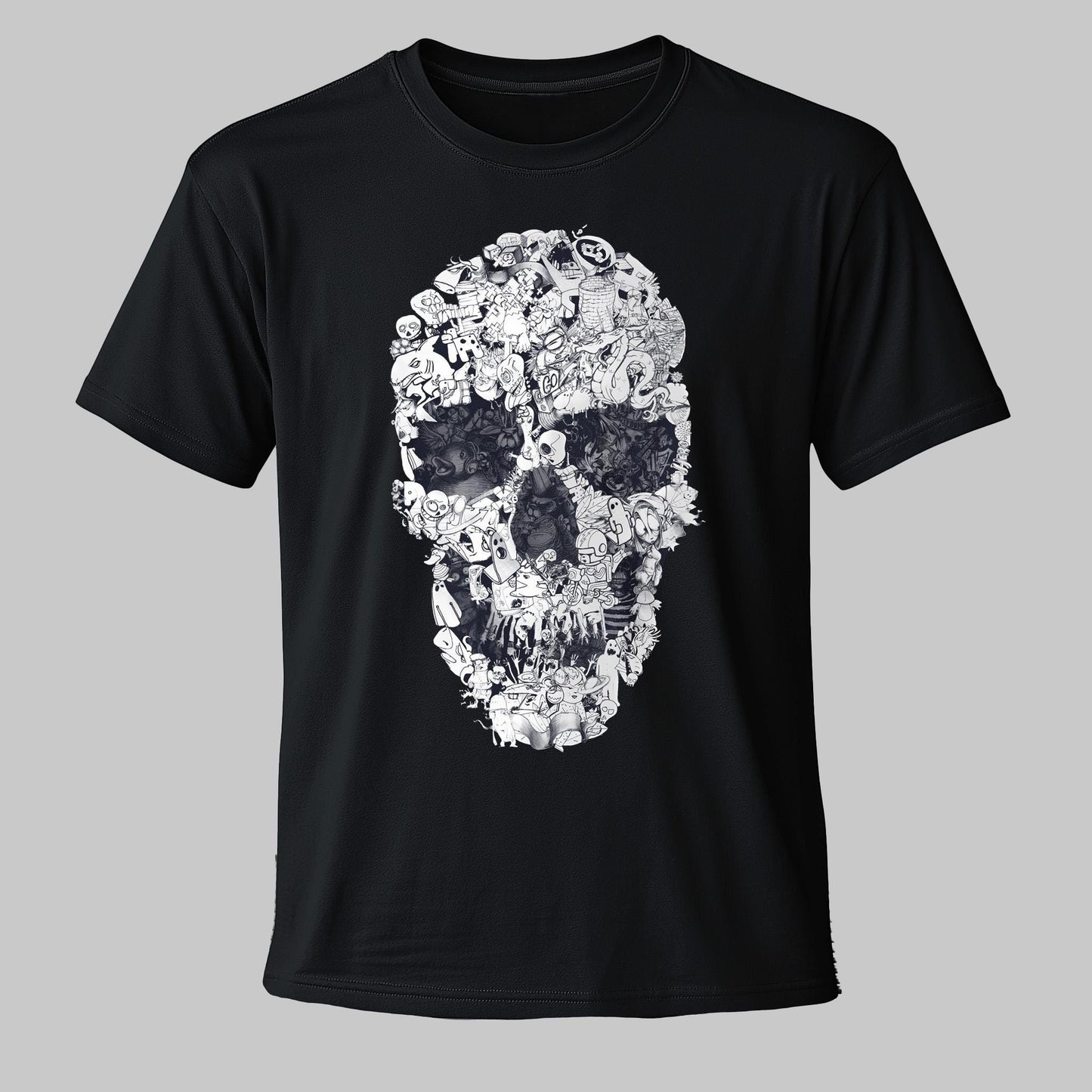 Doodle Art Unisex T shirt, Gothic Skull Clothing Gift