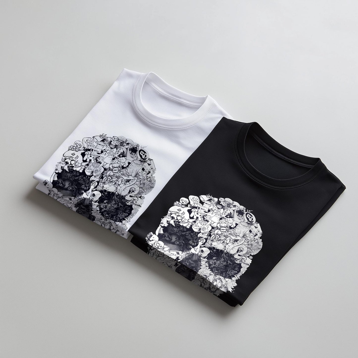 Doodle Art Unisex T shirt, Gothic Skull Clothing Gift