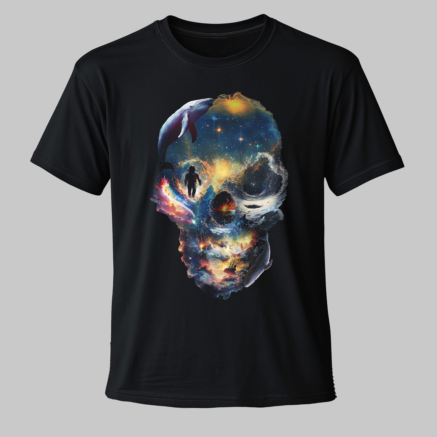 Surreal Skull Illusion Unisex Shirt: Cosmic Skull Illustration
