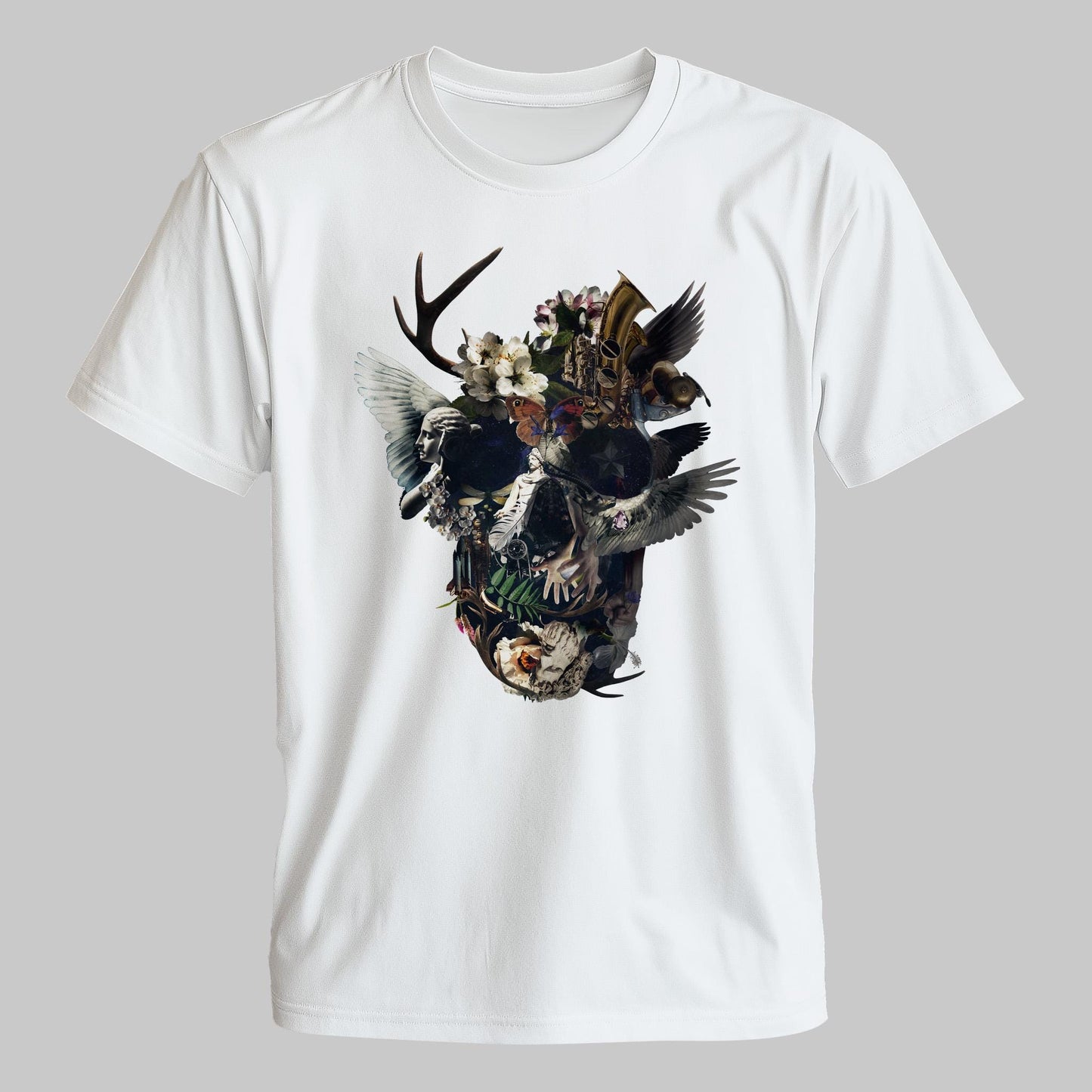 Floral Skull Graphic Tee - Unisex Gothic Shirt - Dark Botanical Skull Print - Alternative Fashion