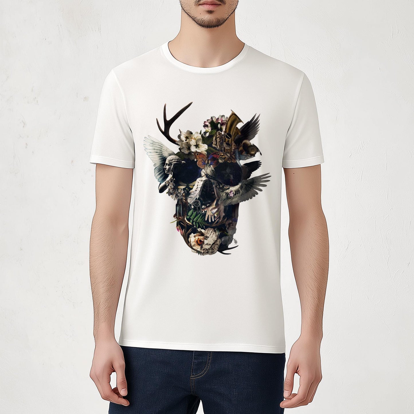 Floral Skull Graphic Tee - Unisex Gothic Shirt - Dark Botanical Skull Print - Alternative Fashion