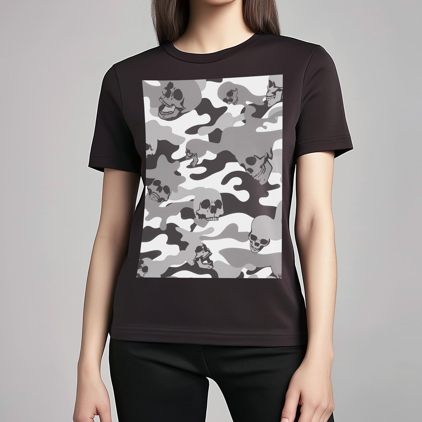 Skull Camouflage T shirt, Unisex Gothic Skull Clothing Gift