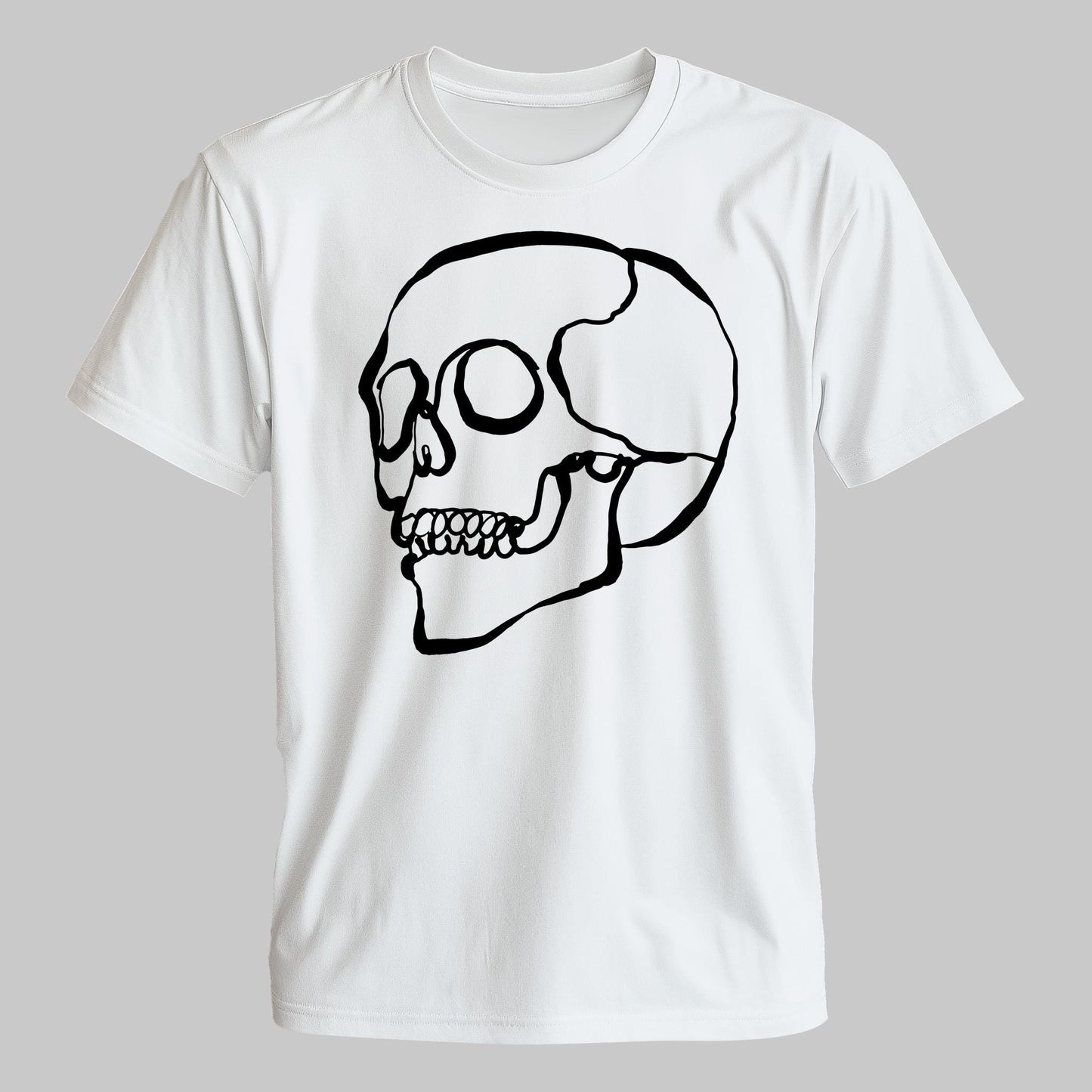 Line Art Skull T shirt, Gothic Unisex Clothing Gift