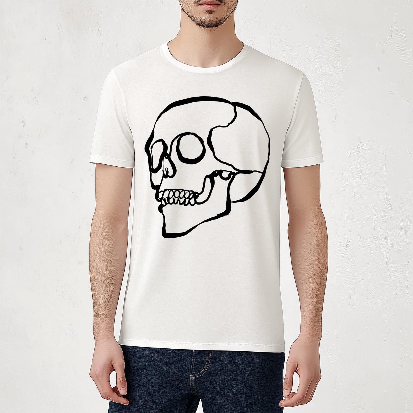 Line Art Skull T shirt, Gothic Unisex Clothing Gift