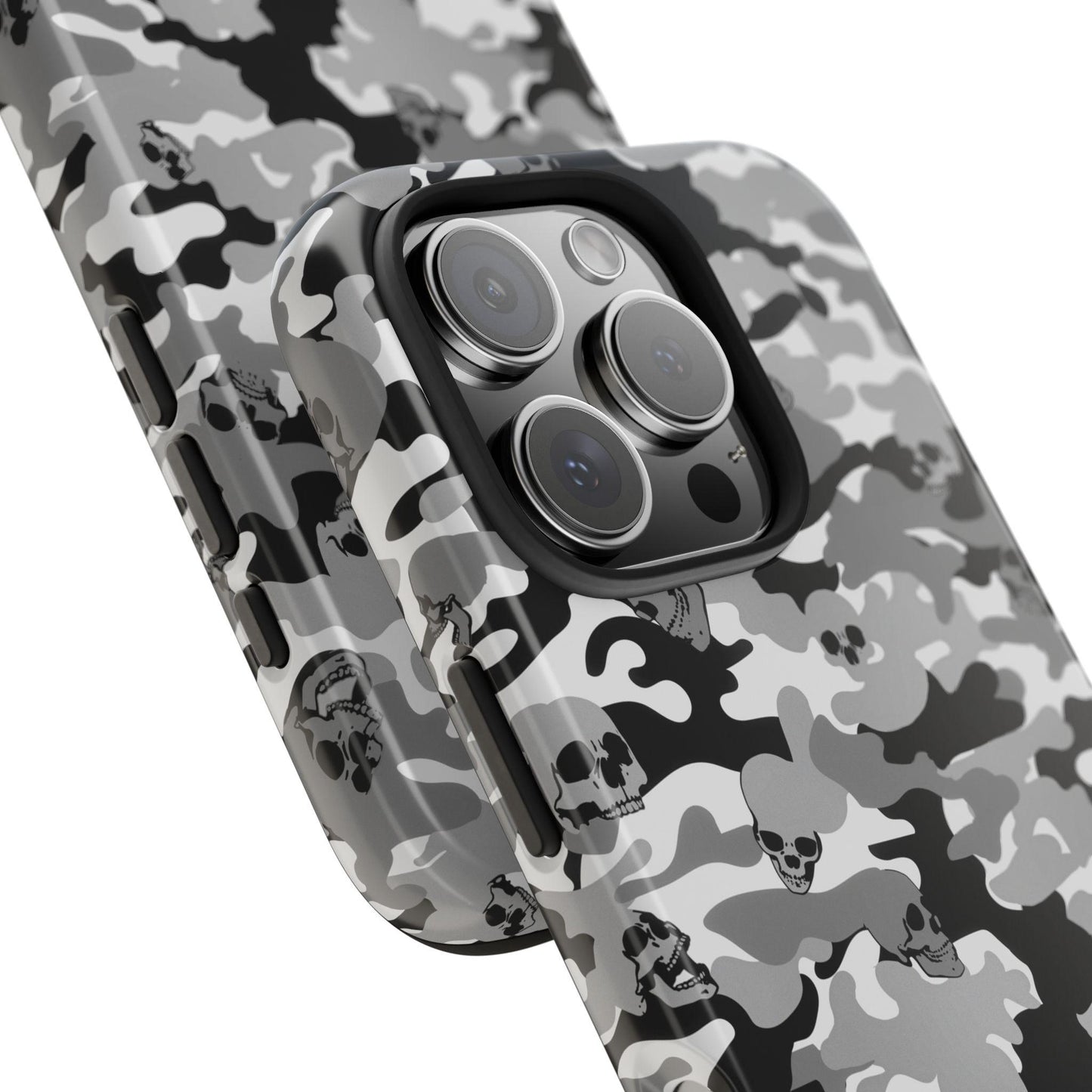 Gray Camo Skull Tough Phone Case, Military Phone Cover, Protective Cellphone Case, Camouflage Phone Shell, Rugged Smartphone Case