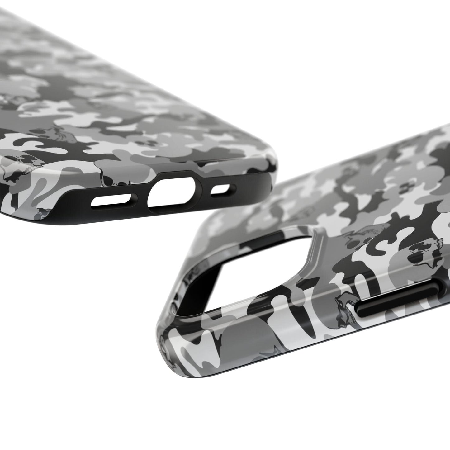 Gray Camo Skull Tough Phone Case, Military Phone Cover, Protective Cellphone Case, Camouflage Phone Shell, Rugged Smartphone Case