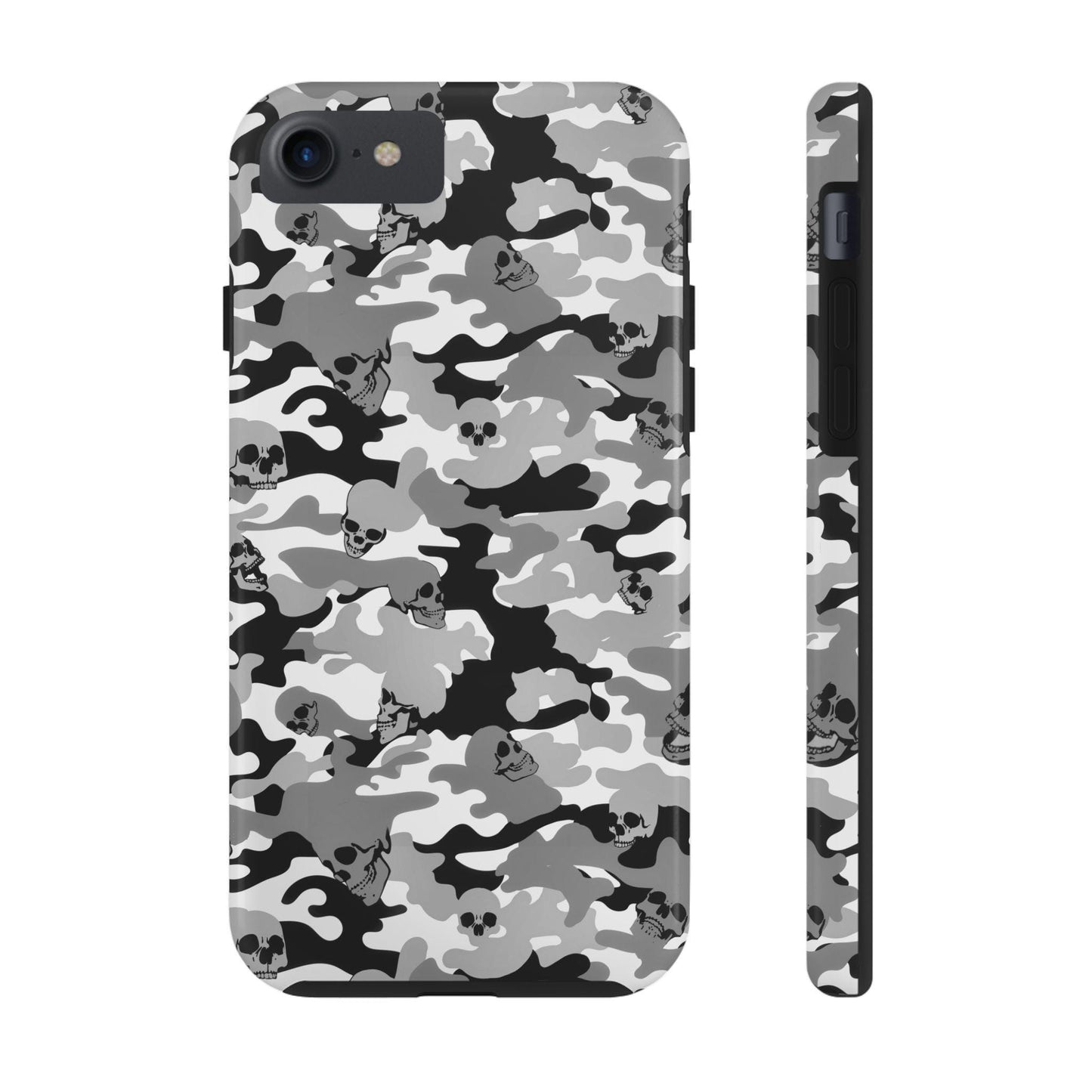 Gray Camo Skull Tough Phone Case, Military Phone Cover, Protective Cellphone Case, Camouflage Phone Shell, Rugged Smartphone Case