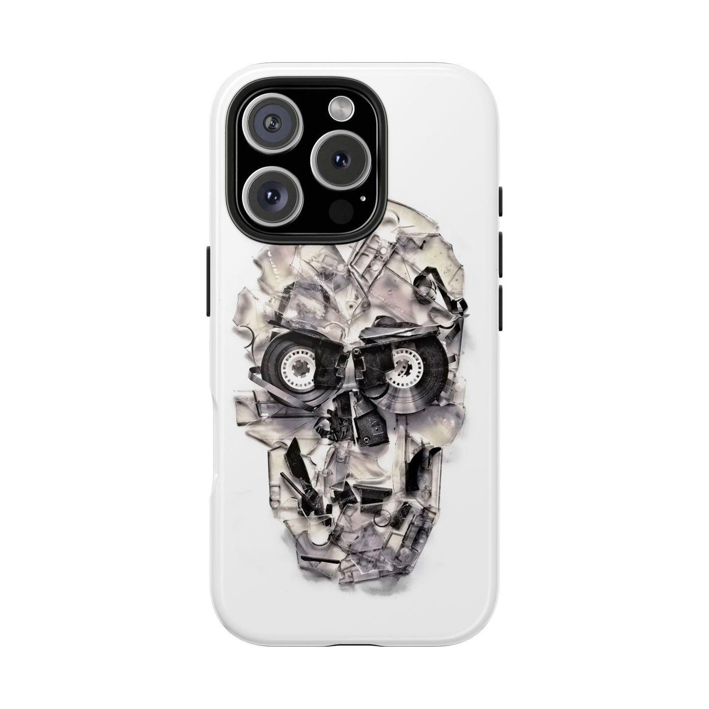 Music Skull Phone Case, Cassette Phone Cover, Tough Phone Sleeve, Sugar Skull Art, Halloween Gift