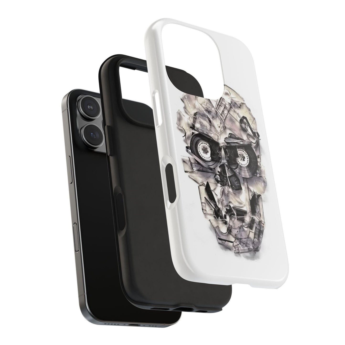 Music Skull Phone Case, Cassette Phone Cover, Tough Phone Sleeve, Sugar Skull Art, Halloween Gift