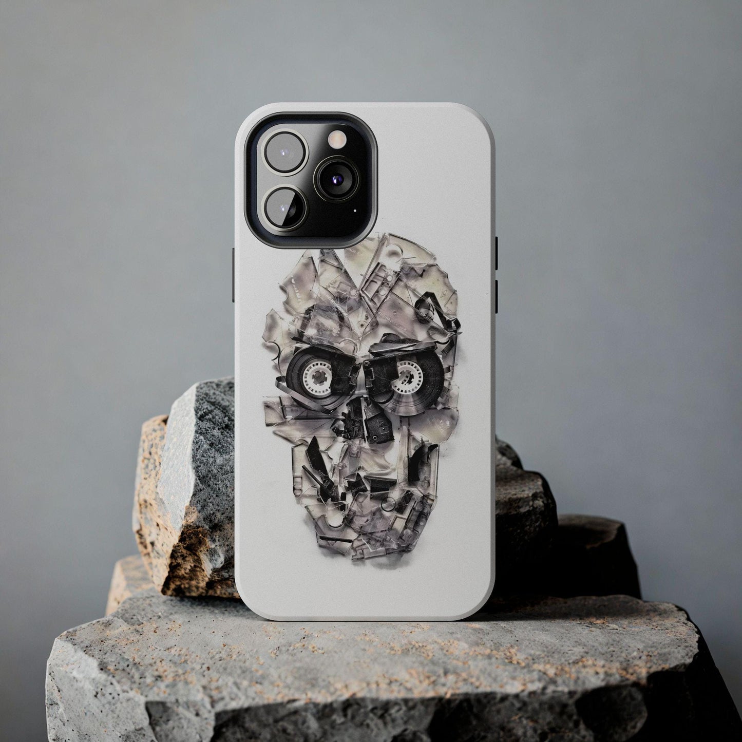 Music Skull Phone Case, Cassette Phone Cover, Tough Phone Sleeve, Sugar Skull Art, Halloween Gift