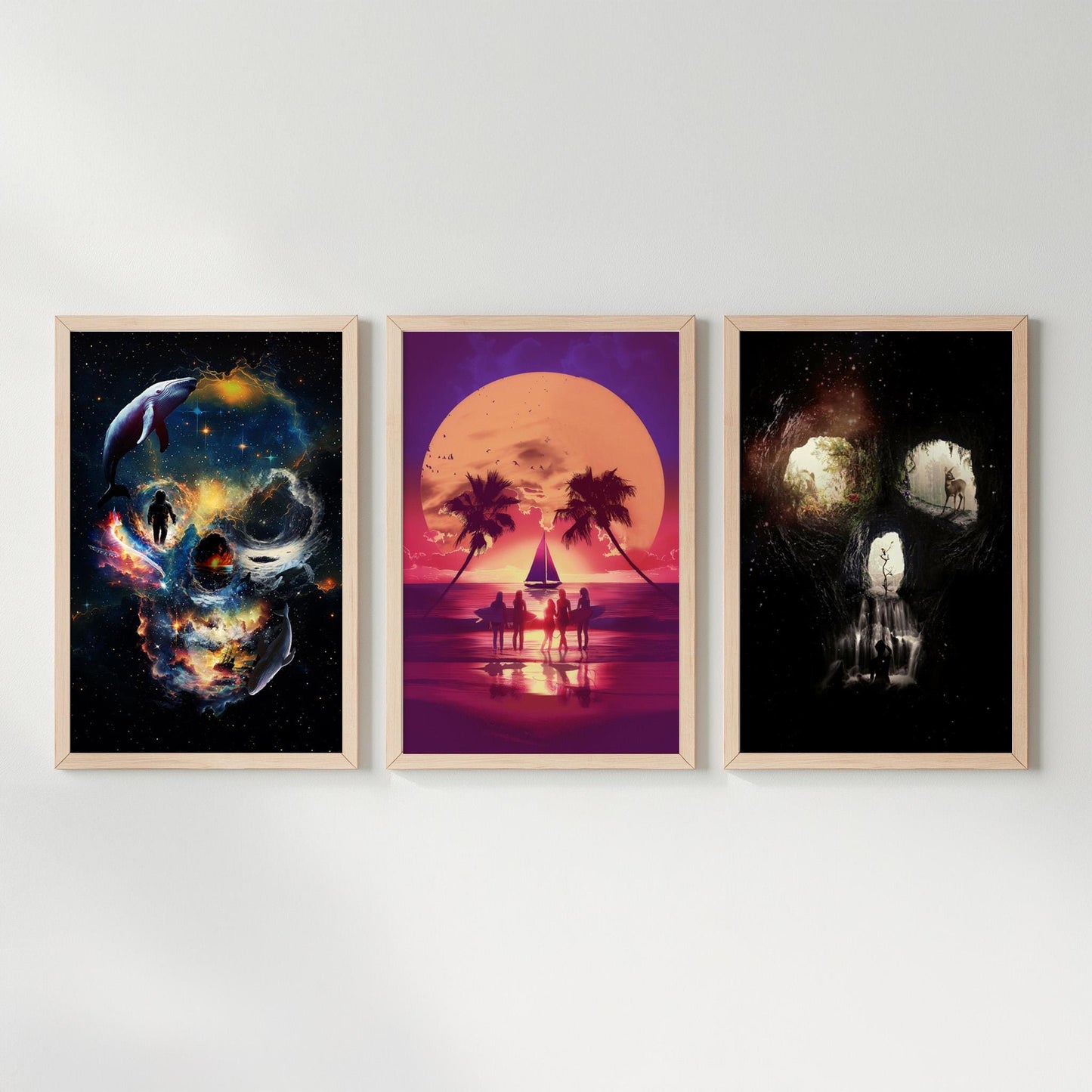 Skull Illusion Set, 3 Piece Art Set | Canvas, Paper & Framed Gift Set Options