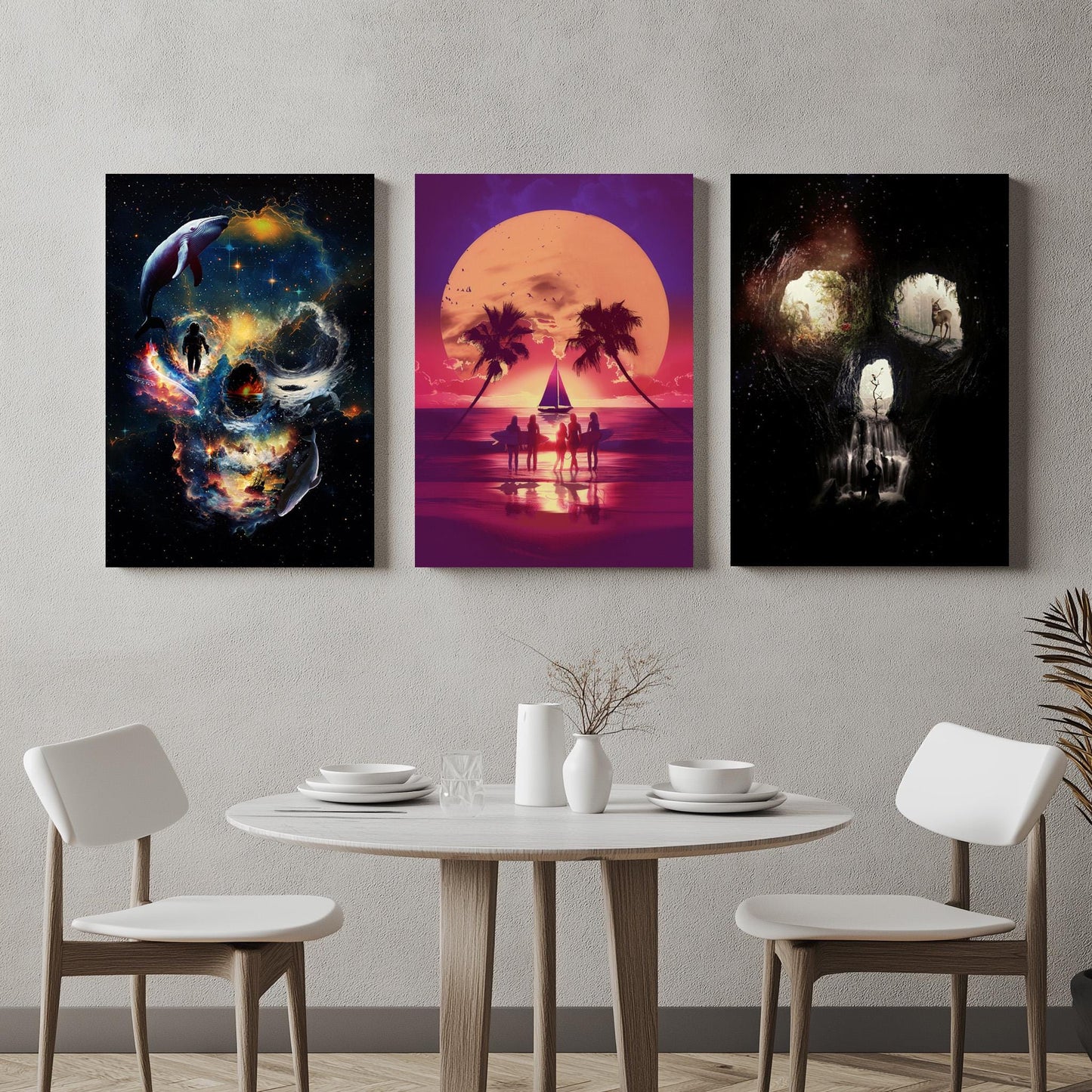 Skull Illusion Set, 3 Piece Art Set | Canvas, Paper & Framed Gift Set Options