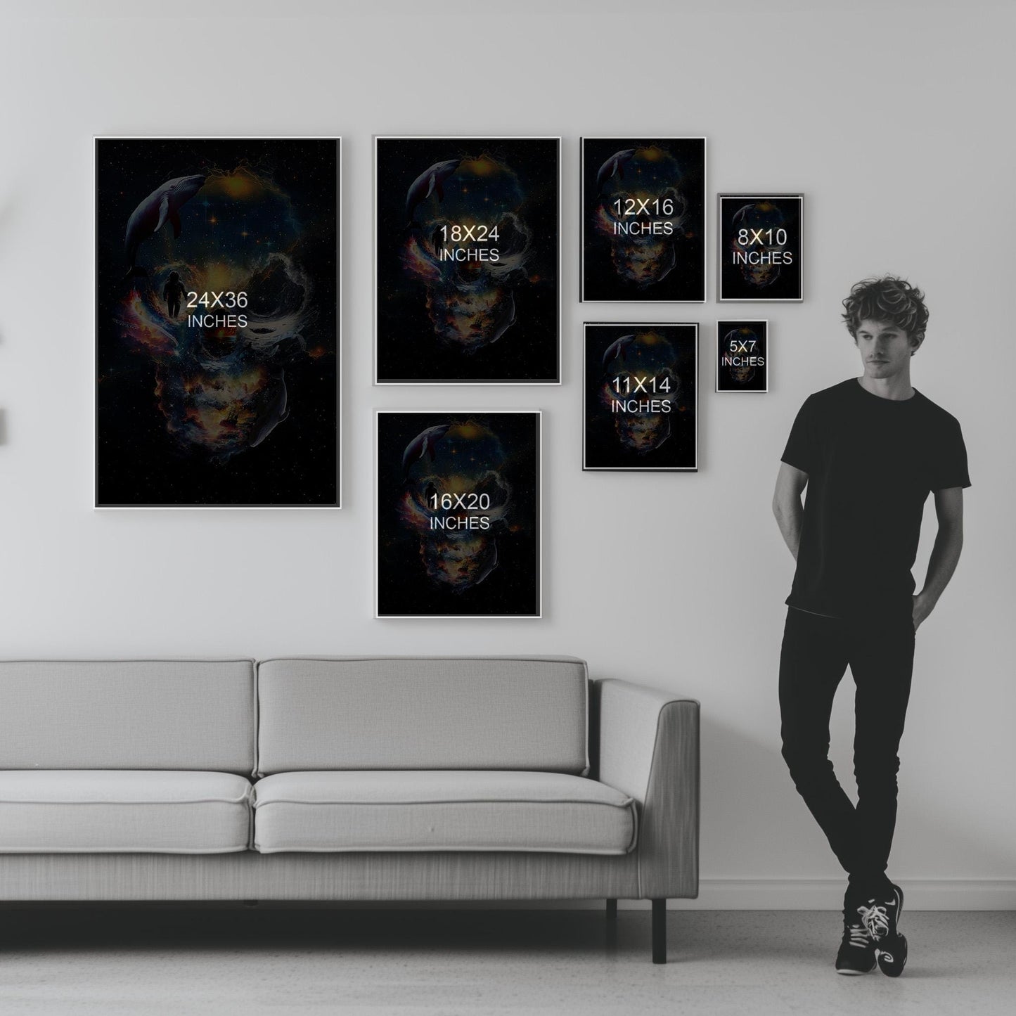 Skull Illusion Set, 3 Piece Art Set | Canvas, Paper & Framed Gift Set Options